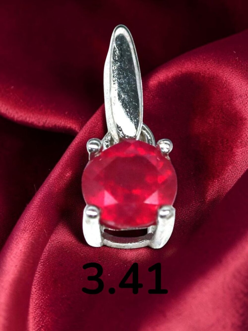 Pink Ruby Pendant 925 Sterling Silver White Gold Plated Handmade